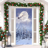 Aperturee - Snowy Forest Night Santa Claus Christmas Door Cover